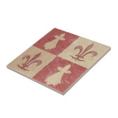 Antique French Mediaeval Fleur de Lis Pattern Tegeltje (Zijkant)