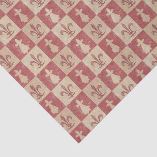 Antique French Mediaeval Fleur de Lis Pattern Tissuepapier (Detail)