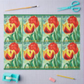 Antique Garden Advertisement, Yellow Red Tulips Tissuepapier (Craft)