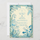 Antique Garden Blue Flower Wedding Kaart (Voorkant)