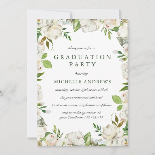 Antique Garden Chic Graduation Party Invitation (Devant)