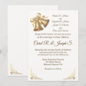 Antique Gold Bells Wedding Invitation Kaart (Voorkant / Achterkant)