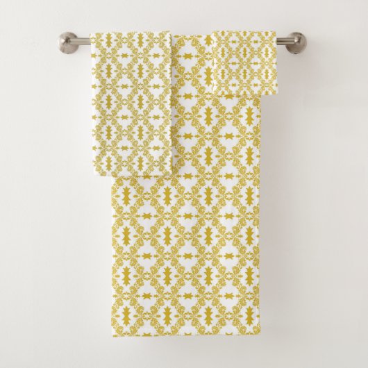Antique Gold Damask Pattern Ensemble de serviettes (En situation)
