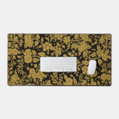 Antique Gold Floral Indian Lac-work Black Pattern (Clavier et souris)