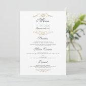 Antique Gold Floury Mariage Dîner Menu (Debout devant)