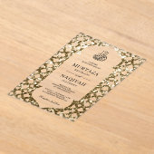 Antique Gold Glitter Frame Muslim Wedding Acryl Uitnodigingen (Laagn)