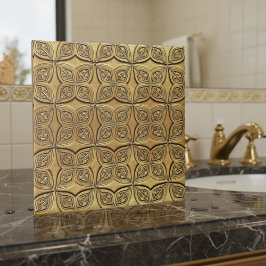 Antique Gold Petal Motif Geometric #9 ID1227 Tegeltje