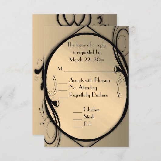 Antique Gold RSVP avec choix de menu (Devant / Derrière)