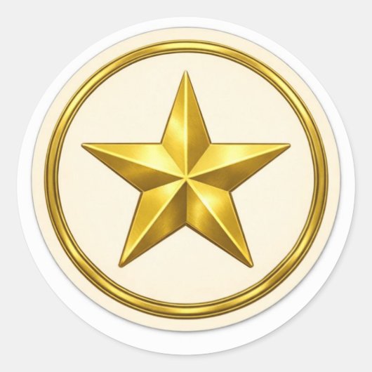 Antique Gold Star   Round  Envelope Seal Ronde Sticker (Voorkant)
