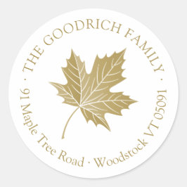 Antique Gouden Esdblad Ronde Adressticker Ronde Sticker