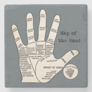 Antique Handdiagram voor Handlijnkunde: Chiromanti Stenen Onderzetter