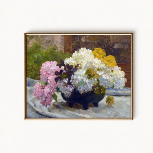 Antique Hydrangea Still Life Poster