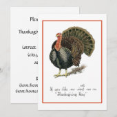 Antique Invitation au dîner du Jour de l'Action de (Devant / Derrière)