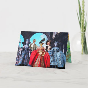 ANTIQUE ITALIAANSE POPPEN MASQUERADE MASKERS KOSTU KAART