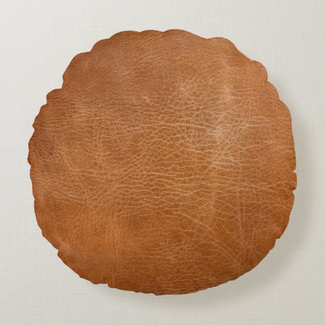 Antique Leather Texture, TANleather,texture,backgr Rond Kussen (Voorkant)
