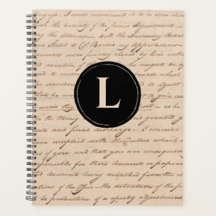 Antique Lettre papier Monogramme noir Ecrivain