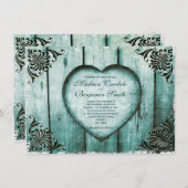 Antique Look Aqua Heart sur Faire-part de mariage (Devant / Derrière)