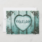 Antique Look Aqua Heart sur Faire-part de mariage (Dos)