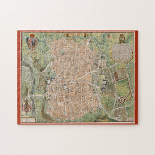 Antique Map of Madrid Spain Legpuzzel