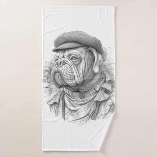 Antique Marble Bulldog Minister Guest Towel (Serviette de bain)
