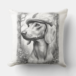 Antique Marble Dachshund Statue Decor Pillow Kussen