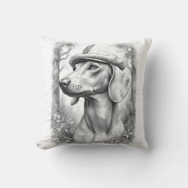 Antique Marble Dachshund Statue Decor Pillow Kussen