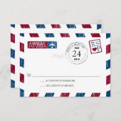 Antique mariage Airmail RSVP (Devant / Derrière)