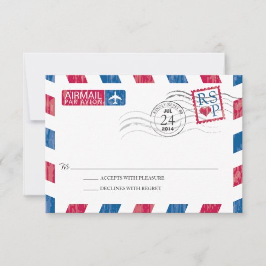 Antique mariage Airmail RSVP (Devant)