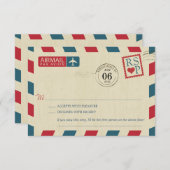 Antique mariage Airmail RSVP (Devant / Derrière)