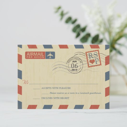 Antique mariage Airmail RSVP (Debout devant)