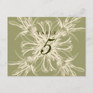 Antique Mariage Floral Olive Numéro de table
