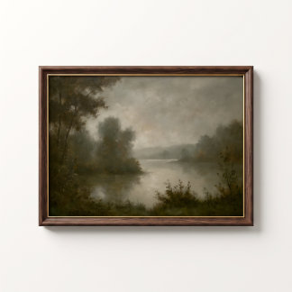 Antique Misty Lake Dawn Wall Poster