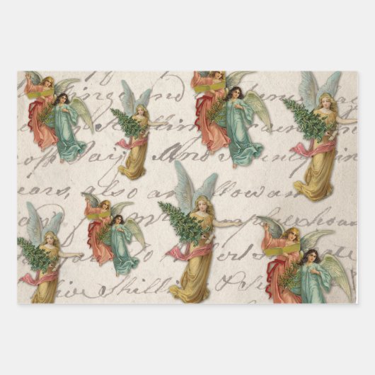 Antique Noël Angles Feuille de musique Script (Devant 3)