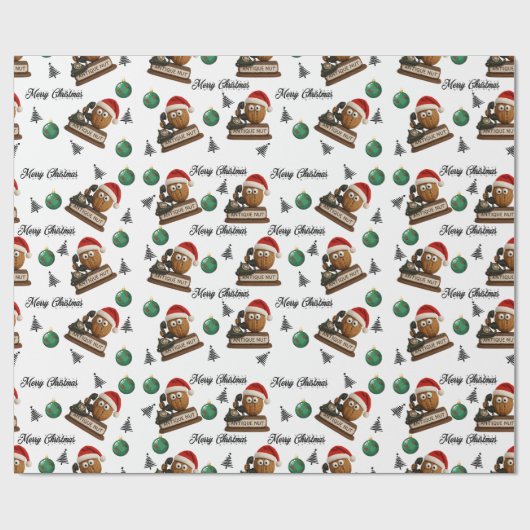 Antique Nut With Retro Phone Christmas Pattern Cadeaupapier (Vlak)