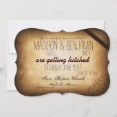 Antique Obtenir Hitched Rustic Wedding Invitations (Devant)