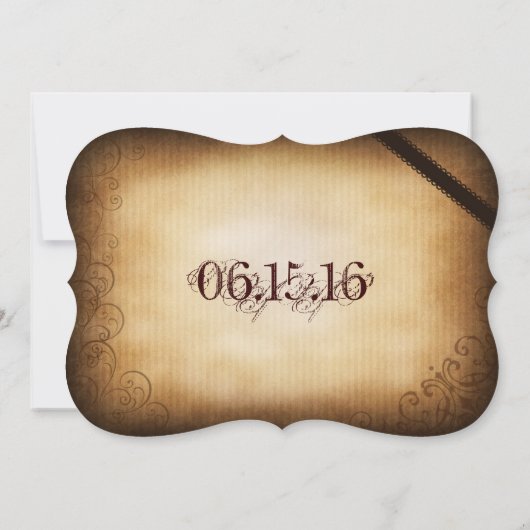 Antique Obtenir Hitched Rustic Wedding Invitations (Dos)