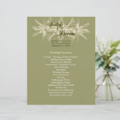 Antique Olive Floral Wedding Programme (Debout devant)
