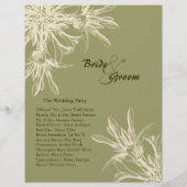 Antique Olive Floral Wedding Programme (Dos)