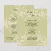 Antique Olive Floral Wedding Programme (Devant / Derrière)