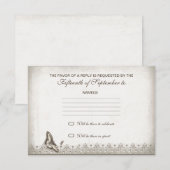 antique oude bruiloft rsvp kaartje (Voorkant / Achterkant)