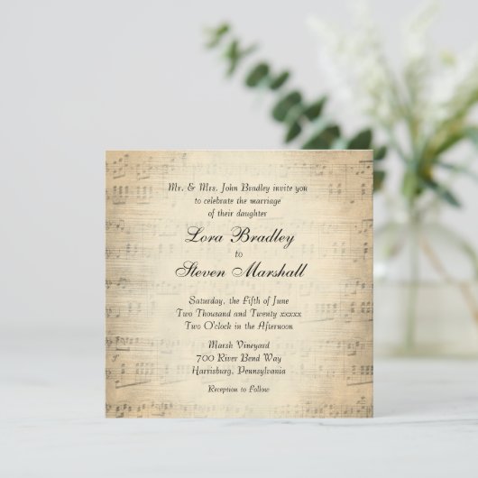 Antique Partition Mariage Thème Invitation (Debout devant)
