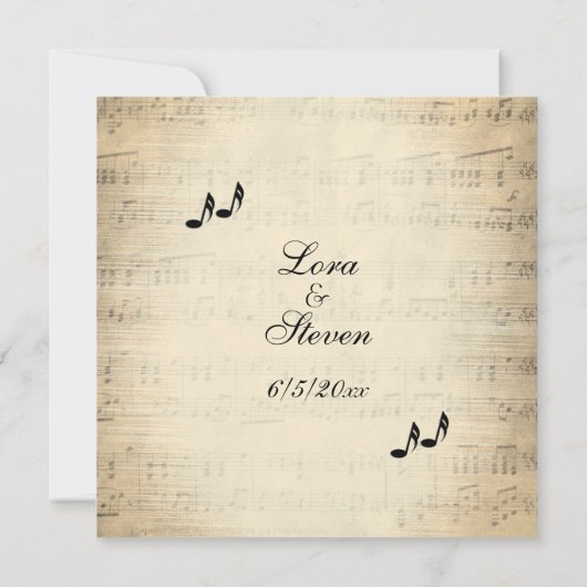 Antique Partition Mariage Thème Invitation (Dos)