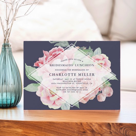 Antique Peony Bridesmaitres Luncheon Invitation