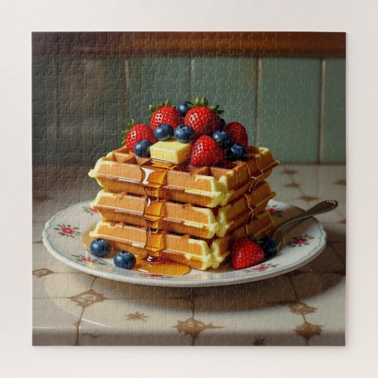 Antique Plate of Waffles with Strawberries  Legpuzzel (Verticaal)
