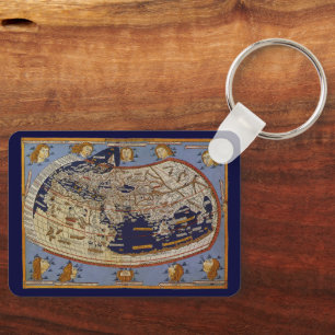 Antique Ptolemaic World Map, Johannes of Arnsheim Sleutelhanger