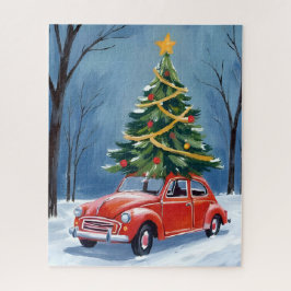 Antique Red Car Christmas Tree Legpuzzel