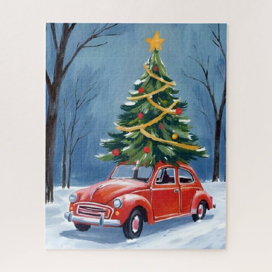 Antique Red Car Christmas Tree Legpuzzel (Verticaal)
