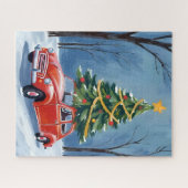 Antique Red Car Christmas Tree Legpuzzel (Horizontaal)