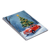 Antique Red Car Christmas Tree Notitieboek (Rechterzijde)