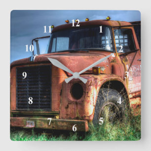 Antique Red International Pickup Truck Vierkante Klok